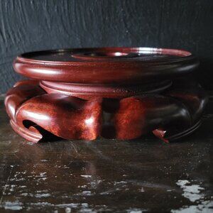 Large Vintage Rosewood Finish Base for Vases and Ginger Jars, Display Stand - 8"